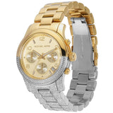 Michael Kors Runway Chronograph Gold Dial Two Tone Steel Strap Watch For Women - MK7329