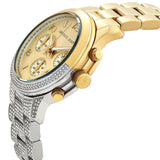 Michael Kors Runway Chronograph Gold Dial Two Tone Steel Strap Watch For Women - MK7329