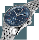 Breitling Navitimer Automatic 41mm Blue Dial Silver Steel Strap Watch for Men - A17326161C1A1