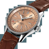 Breitling Navitimer Automatic 35 Brown Dial Brown Leather Strap Watch for Men - A17395201K1P1