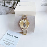 Michael Kors Portia Three-Hand Crystals Gold Dial Gold Steel Strap Watch for Women - MK4602