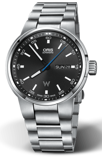 Oris Williams Day Date Black Dial Silver Steel Strap Watch for Men - 0173577404154-0782450S