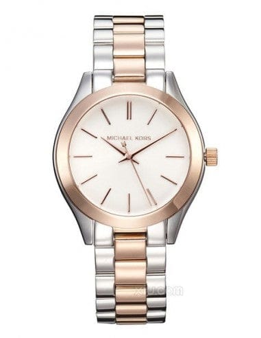 Michael Kors Runway White Dial Two Tone Stainless Steel Strp Watch for Women - MK3204A