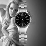 Calvin Klein Simplicity Black Dial Silver Steel Strap Watch for Women - K4323130