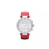 Michael Kors Parker Silver Dial Red Leather Strap Watch for Women - MK2278