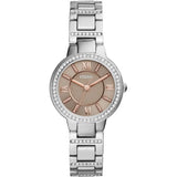 Fossil Virginia Taupe Dial Silver Steel Strap Watch for Women - ES4147