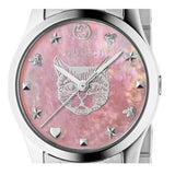 Gucci G Timeless Quartz Mother of Pearl Pink Dial Silver Steel Strap Watch For Women - YA1265013