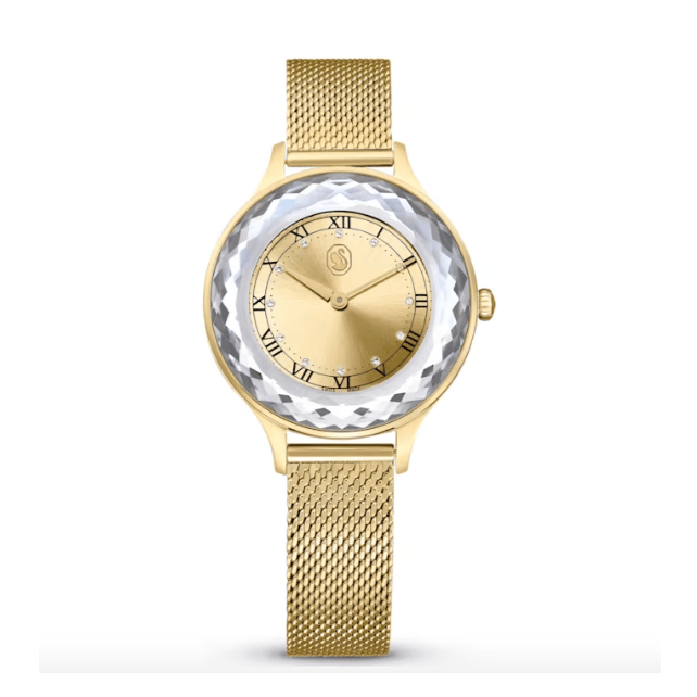 Swarovski Octea Nova Analog Gold Dial Gold Mesh Strap Watch for Women - 5649993