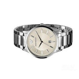 Emporio Armani Classic Quartz White Dial Silver Steel Strap Watch For Men - AR2430