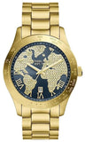 Michael Kors Layton Pave Blue Dial Gold Steel Strap Watch for Women - MK6243