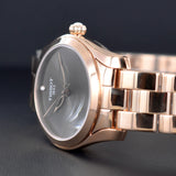 Tissot T Wave Anthracite Dial Rose Gold Steel Strap Watch For Women - T112.210.33.061.00