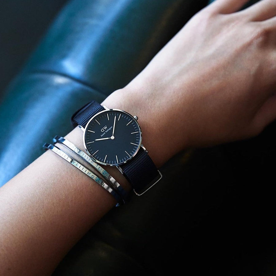 Daniel Wellington Classic Cornwall Black Dial Black Nylon Strap Watch For Women - DW00100149