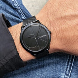 Calvin Klein Minimal Black Dial Black Mesh Bracelet Watch for Men - K3M514B1