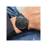 Calvin Klein Minimal Black Dial Black Mesh Bracelet Watch for Men - K3M514B1