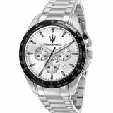 Maserati Traguardo Chronograph Silver Dial Silver Steel Strap Watch For Men - R8873612049