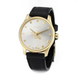 Gucci G Timeless Quartz Silver Dial Black Leather Strap Watch For Women - YA1265023