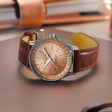 Breitling Navitimer Automatic 35 Brown Dial Brown Leather Strap Watch for Men - A17395201K1P1