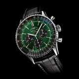 Breitling Navitimer B01 Chronograph 46 Green Dial Black Leather Strap Watch for Men - AB0137241L1P1