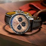 Breitling Navitimer B01 Chronograph 43 Brown Dial Black Leather Strap Watch for Men - AB0138241K1P1