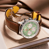 Breitling Navitimer B01 Chronograph 41 Green Dial Brown Leather Strap Watch for Men - AB0139211L1P1