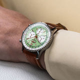 Breitling Navitimer B01 Chronograph 41 Green Dial Brown Leather Strap Watch for Men - AB0139211L1P1