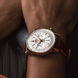 Breitling Navitimer B01 Chronograph 41 White Dial Brown Leather Strap Watch for Men - RB0139211G1P1