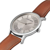 Emporio Armani Renato Silver Dial Brown Leather Strap Watch For Men - AR2463