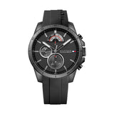 Tommy Hilfiger Decker Black Dial Black Rubber Strap Watch for Men - 1791352