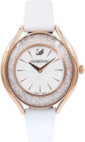 Swarovski Crystalline Aura Silver Dial White Leather Strap Watch for Women - 5519453