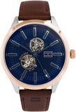 Tommy Hilfiger Spencer Blue Dial Brown Leather Strap Watch for Men - 1791642