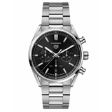 Tag Heuer Carrera Chronograph Black Dial Silver Steel Strap Watch for Men - CBN2010.BA0642