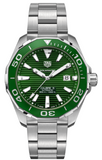 Tag Heuer Aquaracer Calibre 5 Green Dial Silver Steel Strap Watch for Men - WAY201S.BA0927