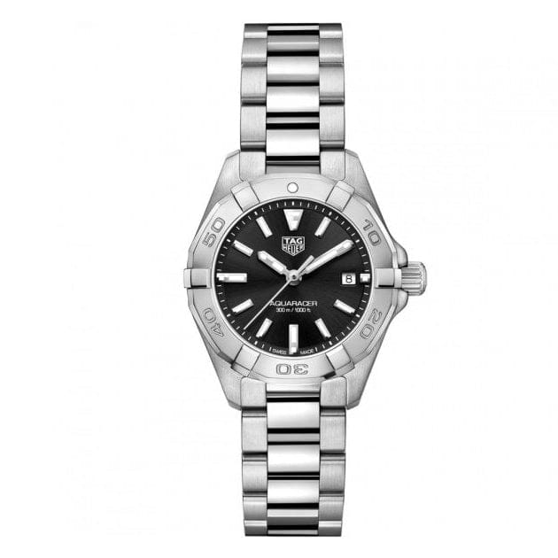 Tag Heuer Aquaracer Quartz Black Dial Silver Steel Strap Watch for Women - WBD1410.BA0741