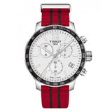 Tissot Quickster Chronograph NBA Chicago Bulls White Dial Red NATO Strap Watch For Men - T095.417.17.037.04