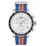 Tissot Quickster Chronograph NBA New York Kicks White Dial Multicolored Nato Strap Watch For Men - T095.417.17.037.06