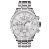 Tissot Chemin des Tourelles Automatic Chronograph White Dial Silver Steel Strap Watch for Men - T099.427.11.038.00