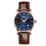 Mido Baroncelli III Automatic Blue Dial Brown Leather Strap Watch For Men - M8600.3.15.8