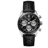 Tag Heuer Carrera Automatic Chronograph Black Dial Black Leather Strap Watch for Men - CBS2210.FC6534