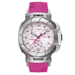 Tissot T Race Chronograph White Dial Pink Rubber Strap Watch for Women - T048.217.17.017.01
