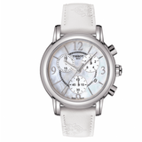 Tissot Dressport Chronograph Mother of Pearl Dial White Leather Strap Watch for Women - T050.217.17.117.00