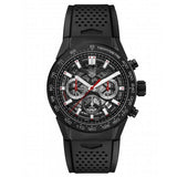 Tag Heuer Carrera Automatic Chronograph Black Dial Black Rubber Strap Watch for Men - CBG2A90.FT6173