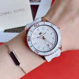 Michael Kors Runway Quartz White Dial White Rubber Strap Watch For Women - MK6853