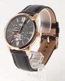 Fossil Townsman Automatic Black Dial Black Leather Strap Watch for Men - ME3170