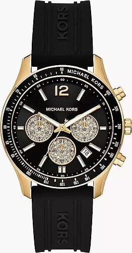 Michael Kors Berkley Chronograph Black Dial Black Rubber Strap  Watch for Men - MKO1038