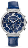 Swarovski Passage Chrono Crystal Blue Dial Blue Leather Strap Watch for Women - 5580342