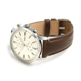 Fossil Townsman Chronograph White Dial Brown Leather Strap Watch for Men - FS5350