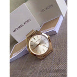 Michael Kors Slim Runway Champagne Dial Gold Mesh Bracelet Watch for Women - MK3282