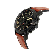 Fossil Grant Chronograph Black Dial Brown Leather Strap Watch for Men - FS5241