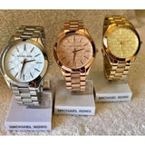 Michael Kors Slim Runway Gold Dial Gold Steel Strap Watch for Women - MK3335