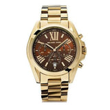 Michael Kors Bradshaw Brown Dial Gold Steel Strap Watch for Women - MK5502